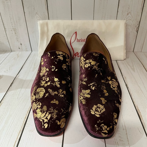 Christian Louboutin Colonnaki Velvet Jacquard Loafer Bordeaux Sz 44 / 11 main image 4